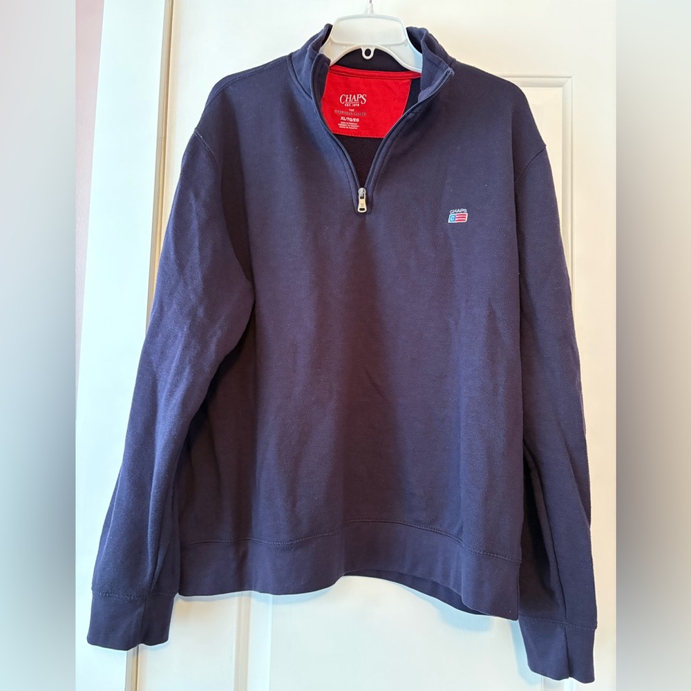 📣‼️ 5 for $50 📣‼️ Chaps Men's Navy 3/4 Zip-Up Sweatershirt